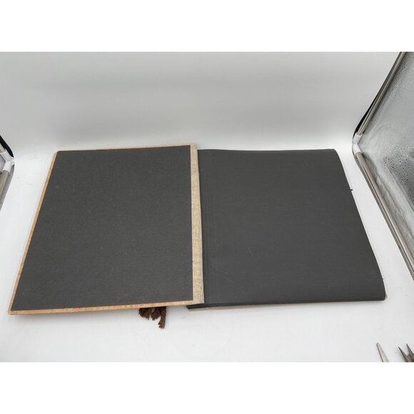 Vintage Baby In Red Photo Album  27 Black Pages & Vellum Inserts Used Linen Spin - Picture 2 of 12